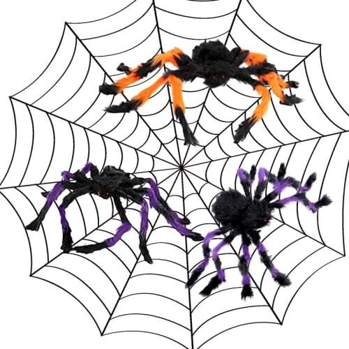 30*50*70*90cm Halloween Scary Party Decoration Spider Web Props Plush Spider Tricky Toys Outdoor Decor Party Supplies SW123