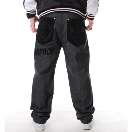 2020 Loose hip hop jeans men printed jeans Mens dress big size tide straight harem denim trousers hip-hop HIPHOP jeans flocking