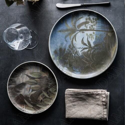 Painted Ceramics Plate Western Dessert Dishes European-style Table Main Course Plates Restaurant Serving Tray Kitchen Utensils