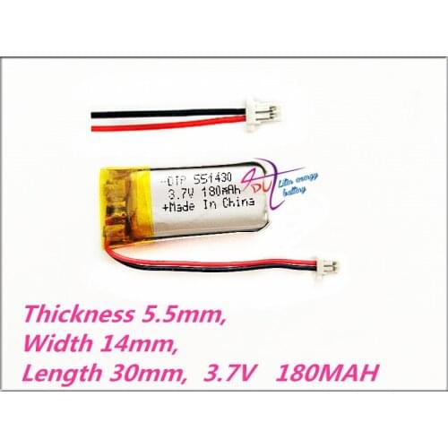 XHR-2P 1.0 3.7V 180mAh 551430 551429 Lithium Polymer LiPo Rechargeable ion cells For Mp3Mp4 Mp5 DIY PAD E-book bluetooth heads