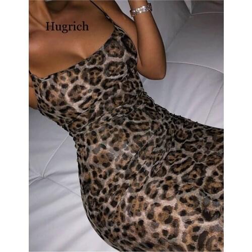 Long Summer Dress Leopard Women Vintage Animal Print Party Maxi Dress Casual Elegant Beach Dress 2020