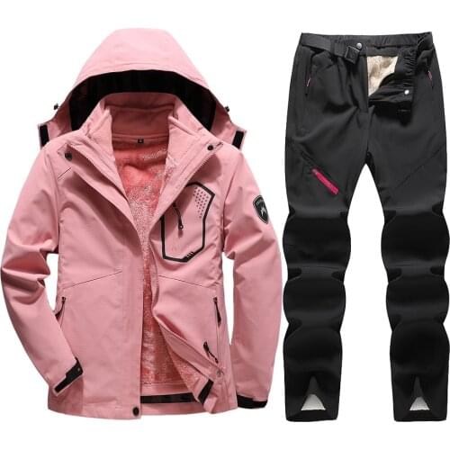 Winter Thick Warm Women Ski Suit Waterproof Windproof Skiing Snowboarding Jacket +Pants Sets Womens Snow Costumes Suits