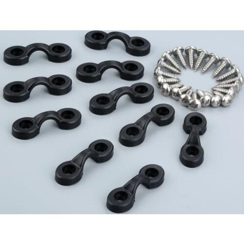 10pcs C-Shaped Nylon Bungee Deck Loops Tie Down Pad Eye & 20pcs Stainless Steel Screws For Kayak Deck Rigging Boats Accessories
