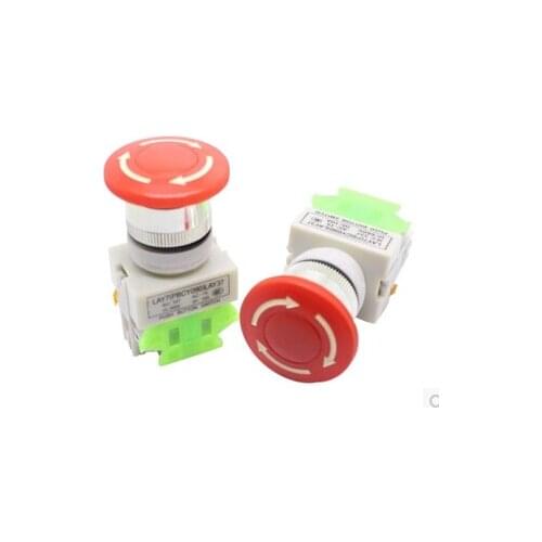 10Pcs AC 660V 10A 40mm Red Sign Emergency Stop Switch Push Button Mushroom PushButton LAY37-11ZS Y090