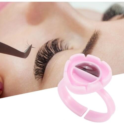 100Pcs Lash Glue Ring Practical Easy-using Heart Shaped Eyelashes Glue Holder for Women