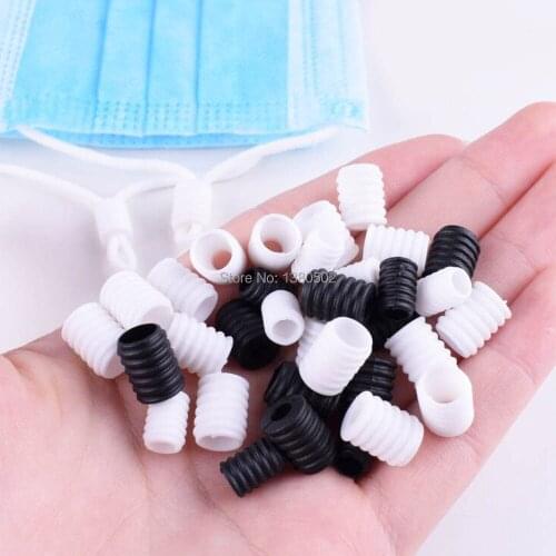 100pcs/lot Adjustment Elastic Cord Stopper Black white Buckle Beads Silica Gel Bottons for Mask Rope Lock DIY Strap Cord End