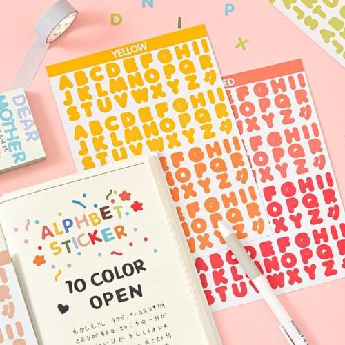 2 sheets/pack of candy color alphanumeric stickers, used for scrapbook decoration, album decoration planner stickers, stationery