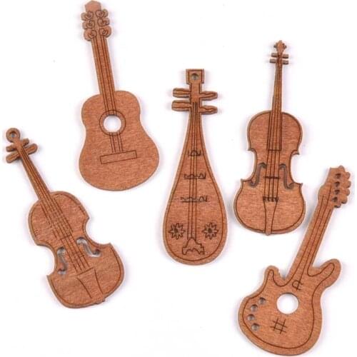 20Pcs/set Wood Handicraft guitar/violin DIY Wooden Crafts Scrapbookings Accessories Embellishment decorations 20x60mm MT1931