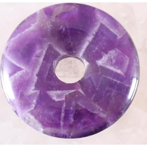 30MM CAB Cabochon Beads Natural Stone Real Purple Quartz Crystal For Jewelry Making Women Men Ring Gem Donut Bead 1Pcs K790