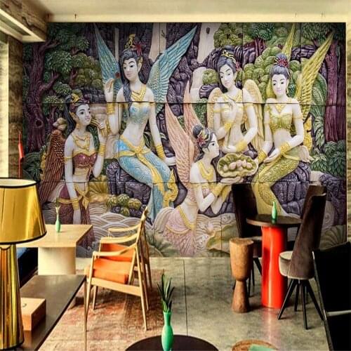 Milofi Custom 3D Wallpaper Mural Embossed Fairy Goddess Stereo Background Wall Decoration Painting Wallpaper
