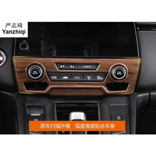 ABS Chrome/Carbon Fiber/Peach wood grain Car Control Air Conditioning Panel Trim For Honda CRV CR-V 2017 2018 Car Styling