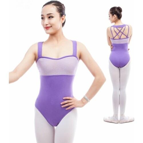 Ballerina Leotards For Women Sexy Lace Stitching Sling Cross Back Dance Costume For Girls Adult Gymnastics Leotards For Women