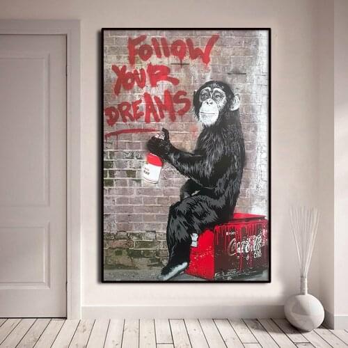 Banksy Monkey Modular Canvas Painting Posters Prints Quadros Wall Art Street Graffiti Picture Living Room Home Decor Cuadros