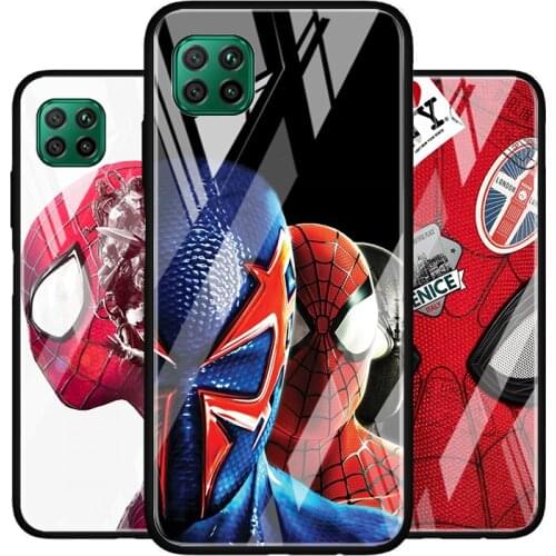 Cool Spider Man Tempered Glass Cover For Huawei P40 P30 P20 P10 P Smart Z Pro Plus Lite 2020 2021 Phone Case