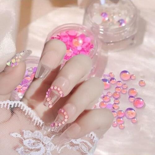 Color 3D Nail Art Decorations Rhinestones Mermaid Beads Strass Shiny Light-sensitive Crystal Glass Beads Manicure Decoration NEW