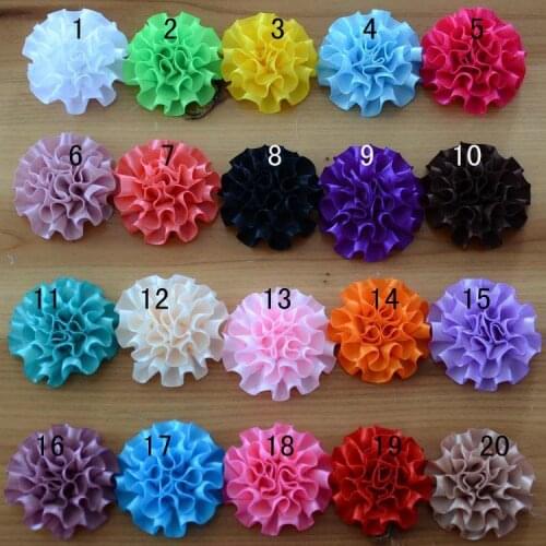 20pcs/lot Satin Ribbon Flowers - Small 2" Flower - Ruffled 2 inch - Lots of Colors , free shipping