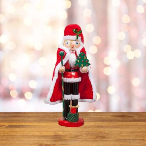 35cm Decorative Nutcracker Doll Puppets Figures Traditional Handcraft Chubby Nutcracker Doll Home Shelf Décor