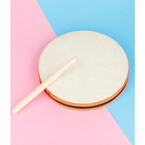 Wooden Tambourine for Kids & Children 8 inch Hand Held Drum Bell Wood Percussion Gift Musical Educational Instrument