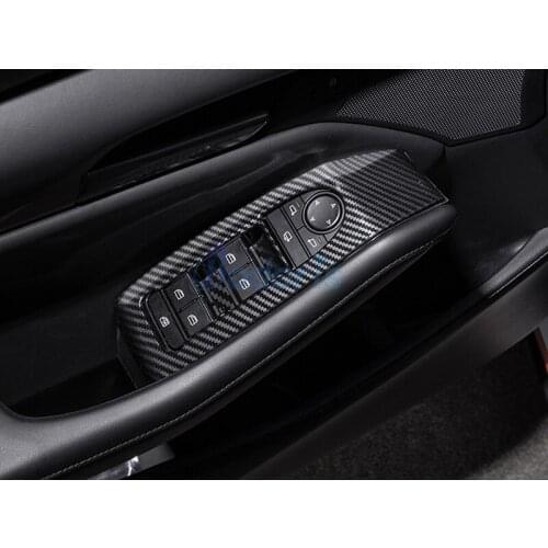 For Mazda 3 M3 Axela 2020 Interior Carbon Fiber Look Door Armrest Panel Window Switch Lift Buttons Cover Trim Sticker Accessory