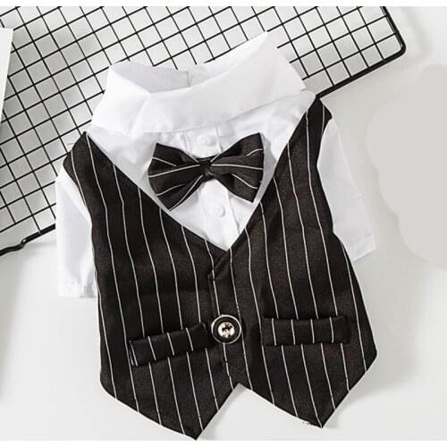 Gentleman Dog Clothes Wedding Suit Formal Shirt For Small Dogs Bowtie Tuxedo Pet Outfit Halloween Christmas Costume