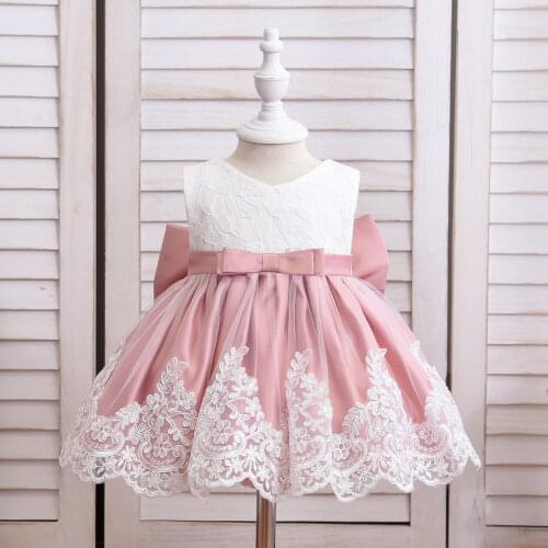 Hetiso Baby Girl Dress With Big Bow Wedding Flower Girls Dresses Princess 1 Year Birthday Baptism Party Newborn Kids Clothes 0 2