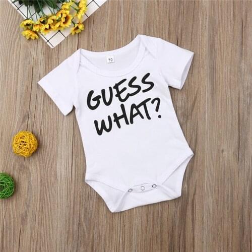 Guess What Letter Printed Rompers Cotton Newborn Infant Girls Baby Boy Girls Cotton Playsuit Clothes Rompers