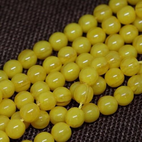 Beautiful yellow resin beeswax beeswax round 5mm 6mm 8mm 10mm spacers accessories loose beads hot sale jewelry making 15inch B36