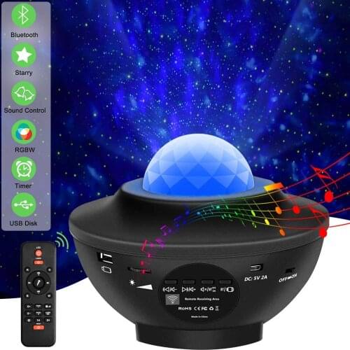 Laser Star Projector Light LED Night Light Projector Projection Bluetooth Speaker Voice Control Projector Light for party