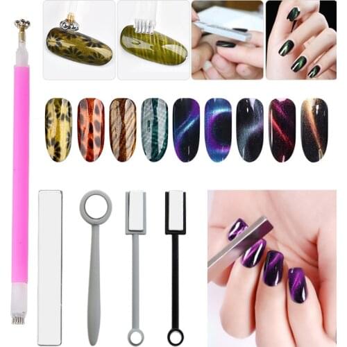 5 Styles Cat Eye Magnet Stick Double HeadedMagnet for Nail Gel 3d Line Strip Effect Strong Magnetic Pen Nail Art Tool