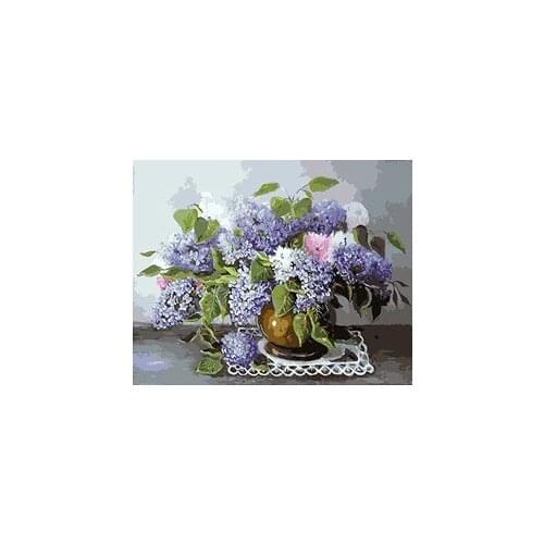 MaHuaf-X637 DIY Digital Oil Painting On Canvas handwork gift lilac flower 40x50cm framed handwork Pictures Painting By Numbers