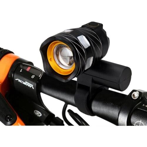 Zoomable T6 LED Bicycle Light Bike Front Lamp Torch Headlight with USB Rechargeable Built-in Battery