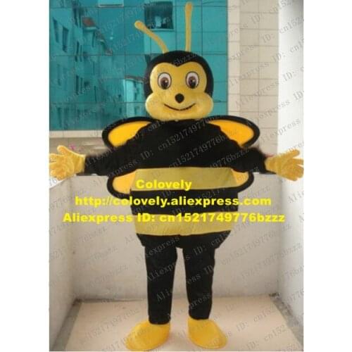 Cute Black Yellow Bee Mascot Costume Mascotte Insect Honeybee Apidae With Small Yellow Wings Happy Face Adult No.1862 Free Ship