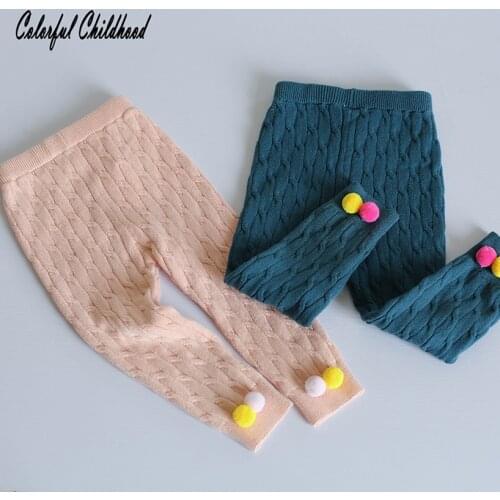 Adorable baby boy clothes Xmas cute terry ball design cotton knitting kids pants winter toddler girls legging infant skiny pants