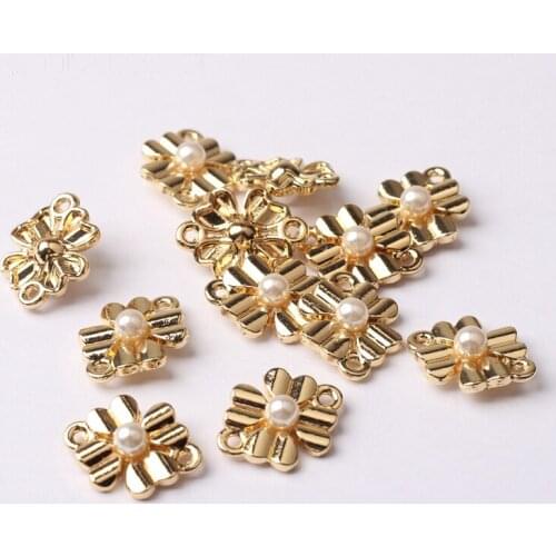 Zinc Alloy Golden Cute Flowers Charms Connectors 6pcs/lot For DIY Fashion Drop Earrings Jewelry Making Finding Accessories