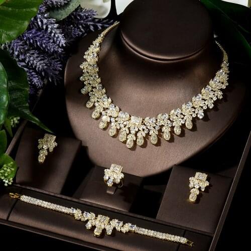 HIBRIDE Fashion Super Luxury Geometric Jewelry Set Women Wedding Cubic Zirconia Dubai Bridal Dress Dairy Accessories N-1521