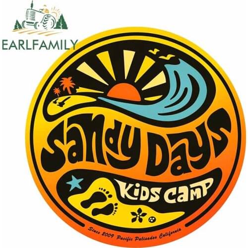 EARLFAMILY 13cm x 12.9cm for sandy days kids camp Bumper VAN Scratch-Proof Car Stickers Anime Occlusion Scratch Surfboard Decal