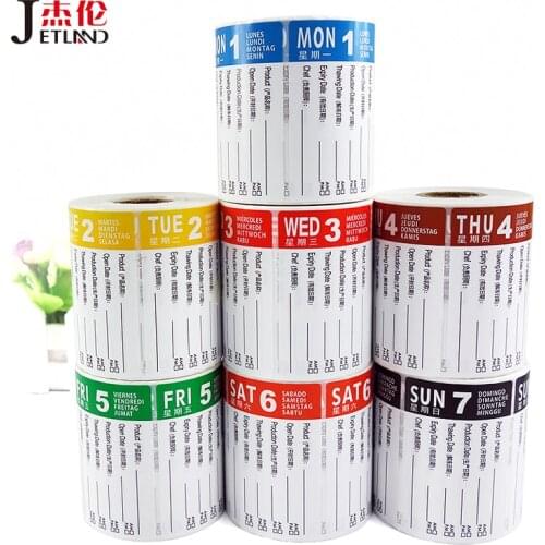 500 stickers 3x2" Food Rotation Label Kit Food Preparation Labeling Stickers Date Set Day of the Weekly Label, 76x51mm