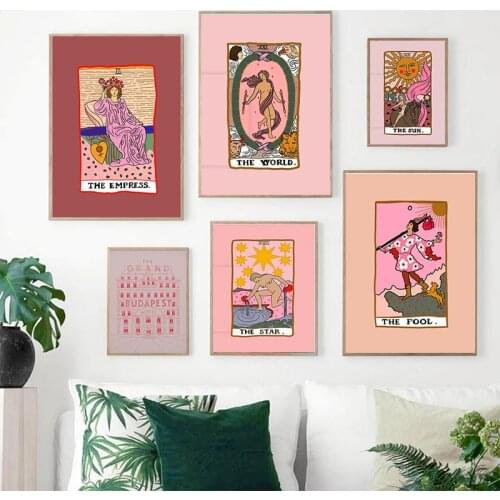 Nordic The Lovers Tarot Wall Art Pictures Women Canvas Painting Sun Empress Priestess Posters Prints Living Room Home Decor