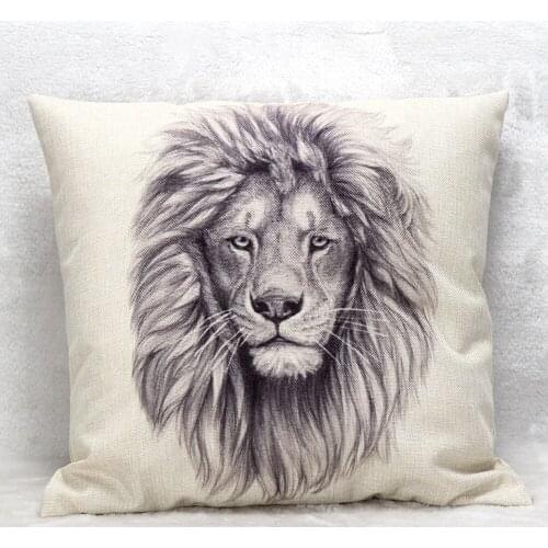 Vintage Lion Printed Cotton Linen Pillow Case Home Decorative Bedroom Sofa Throw Cushion Cover Home Decor Pillowcase 45cmx45cm