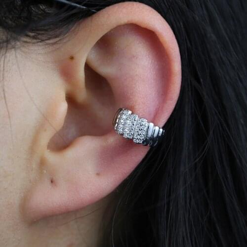 Non Pierced Punk Earrings With Shiny AAA Zircons Band C Shaped Cuff Earring For Women Small Clip on Earrings Cartilage Jewelry