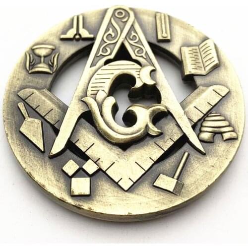 Freemason Brotherhood Masonic Bronze 50mm Commemorative Coins Souvenir Gifts