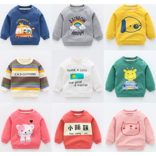 Autumn New Toddler Girl Clothes Fashion Boys Sweatshirt Cartoon Animals Pattern Long Sleeve Ropa Bebe Cotton Baby Warm Outfits