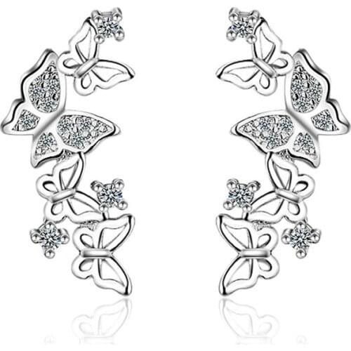 Charming Hollow top quality Butterfly CZ Zircon Earrings for Women Jewelry pendientes oorbellen Long Stud Earring Gifts