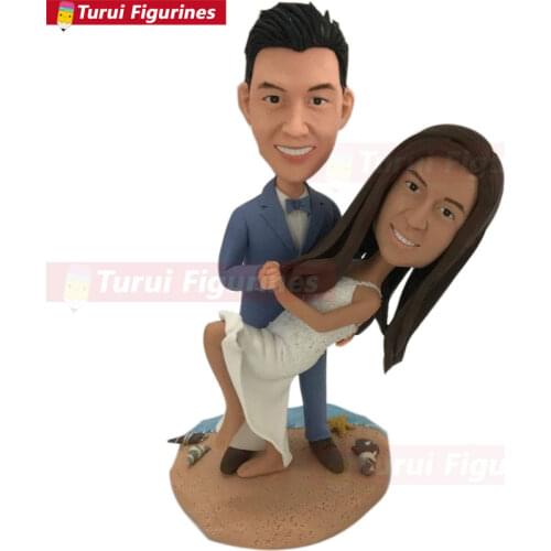Beach Wedding Cake Topper Custom Bobble Head Personalized bobblehead dolls figurines wedding couple figurine action figure dolls