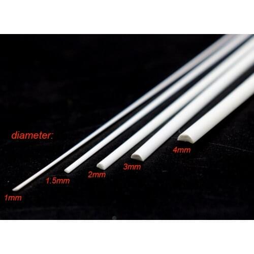 1-4mm semi-circular ABS plastic white tube stick model toy sand table DIY building material length 50cm diorama 100pcs
