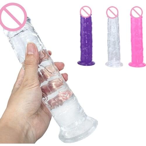 Realistic Jelly Dildo Adult Erotic Soft Penis Anal Butt Plug Strong Suction Cup Big Dildo G-spot Orgasm Dick Sex Toys for Woman