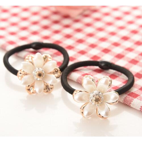 Women Hair Accessories flowers Beads Headbands Ponytail Holder Girls Scrunchies Vintage Elastic Hair Bands Rubber Rope Headdress