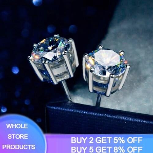 90% off Sell at a loss! 100% Original Real Pure 925 Silver Stud Earrings High Quality 6mm 1.0 Ct Zircon Diamond Wedding Jewelry