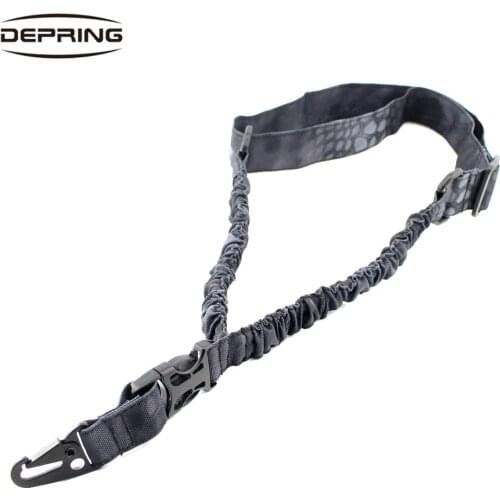 Tactical Heavy Duty 1000D Nylon Adjustable Single One Point Elastic Bungee Rifle Gun Sling with Quick Detach QD Buckle