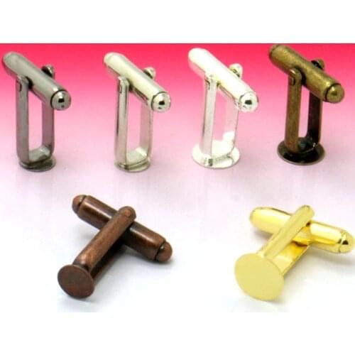 10pcs Wholesale six color French Cuff links Blank with 8/10/12mm Flat Glue Pad French Cufflink for Jewelry Making